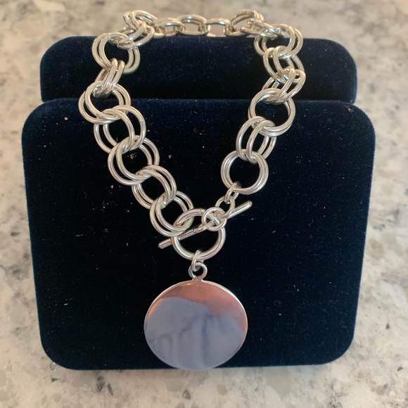 8 in. 925 Sterling Toggle Bracelet with engravable  disc - Picture 2 of 4